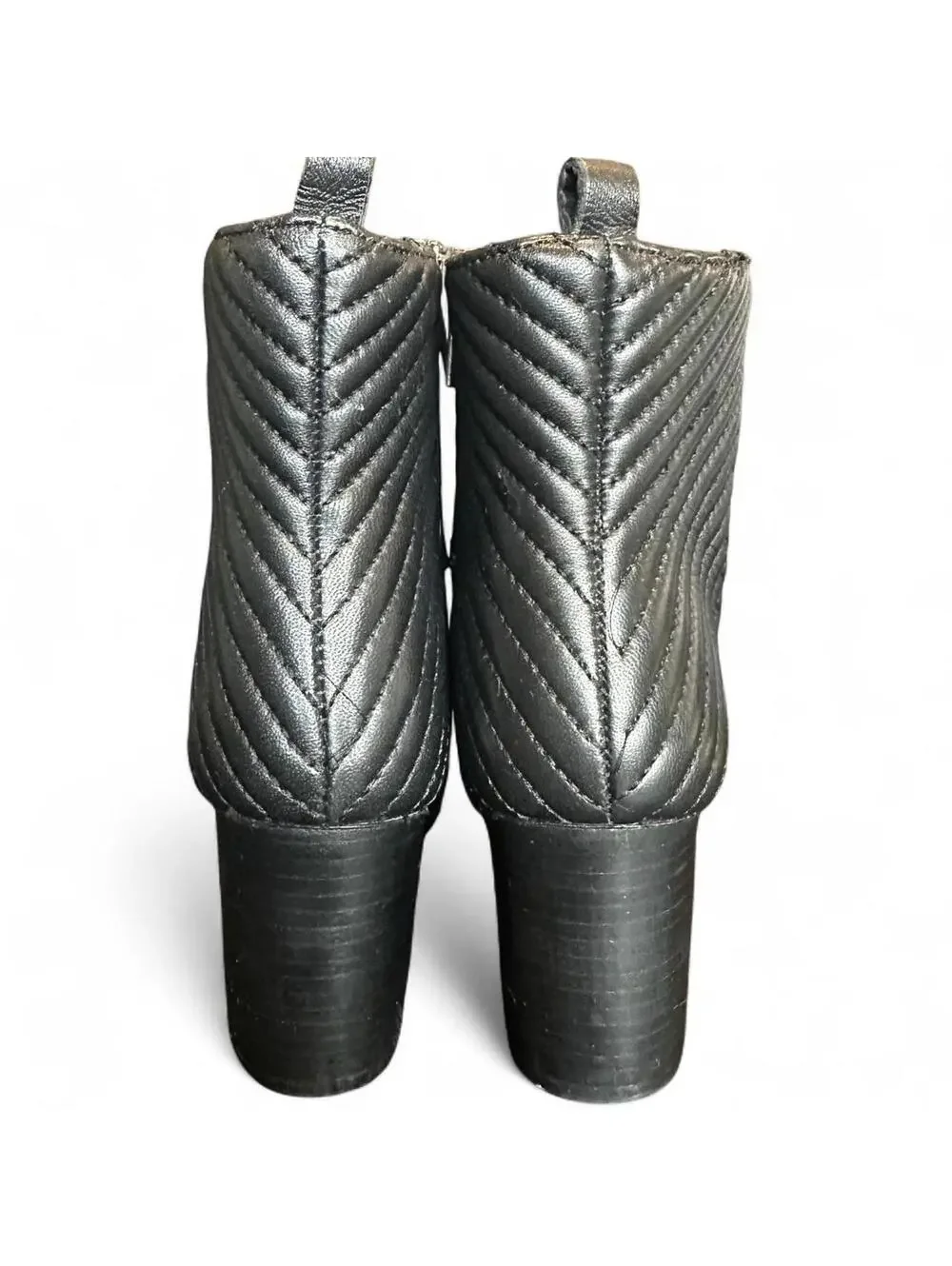 Chevron Quilted Black Ankle Boots